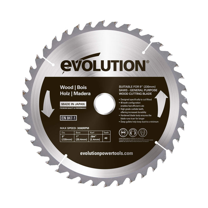 Evolution Evoblade 230 WD TCT-Kreissägeblatt für Holz, 230 mm