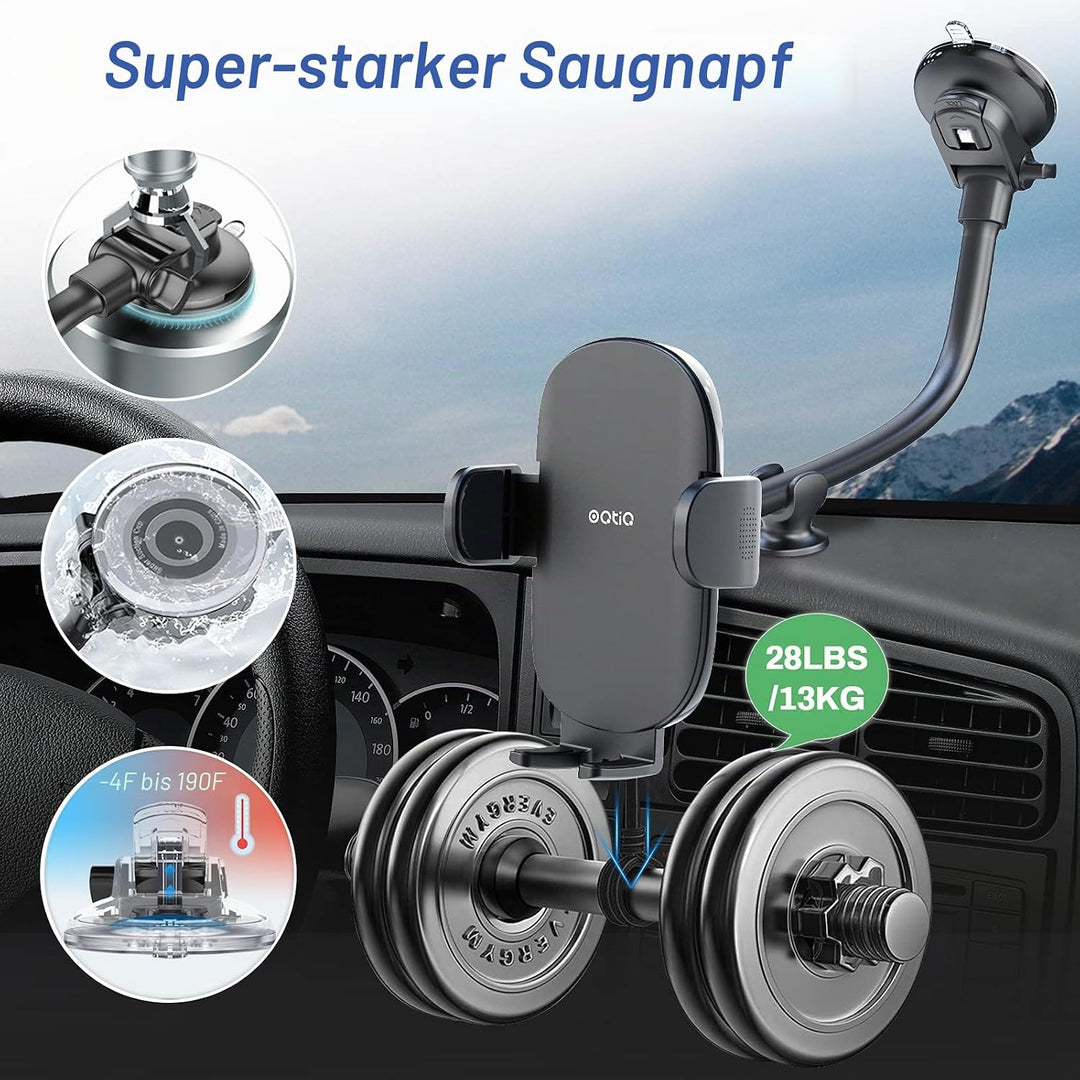 OQTIQ 13" Handyhalterung Auto Schwanenhals, Starke Saugnapf Handyhalterung für Armaturenbrett & Wind
