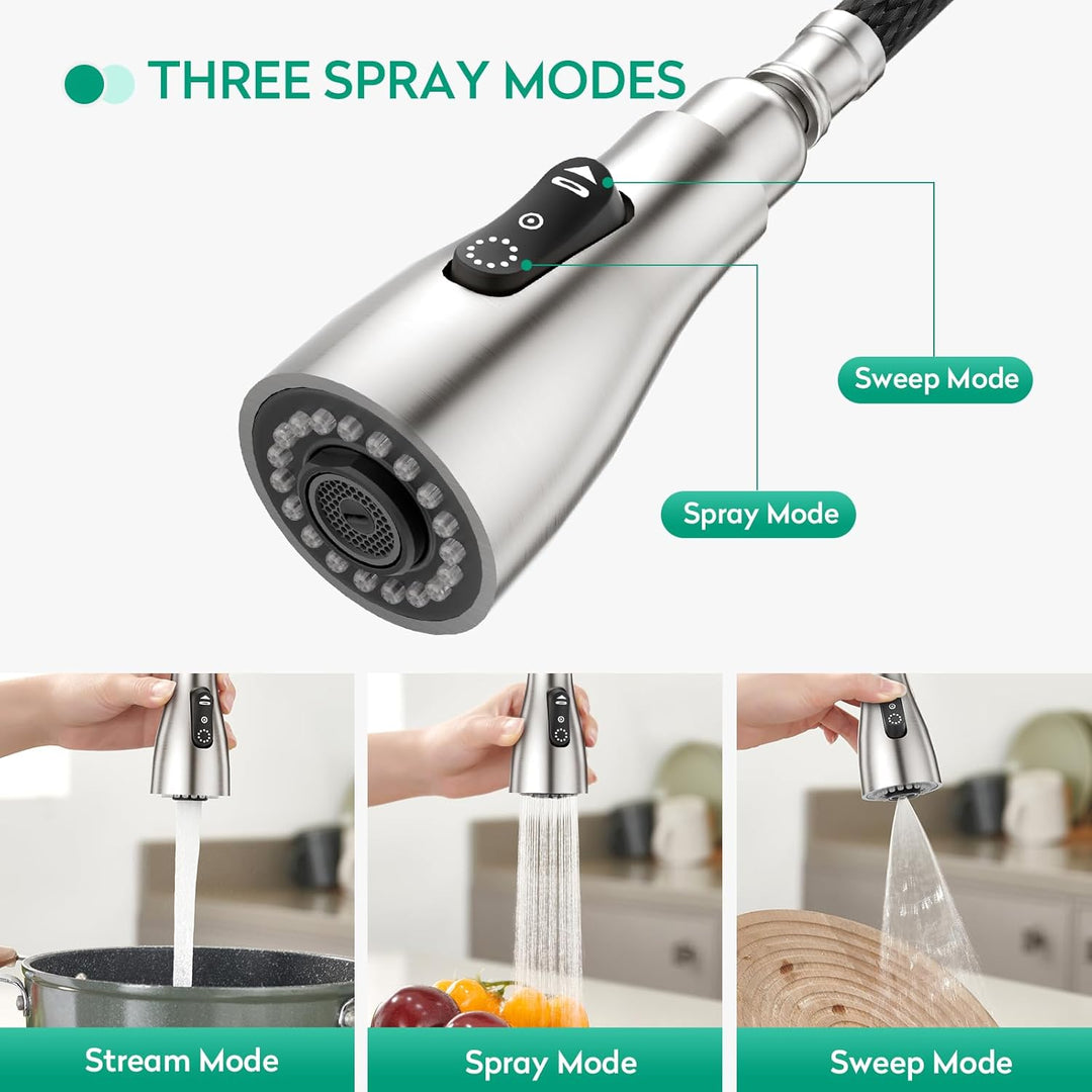 CREA Touch Sensor Wasserhahn Küche, Küchenarmatur mit Ausziehbarer Brause, Mischbatterie Küche mit 3