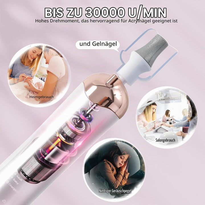 Elektrische Nagelbohrmaschine Nagelbohrer Elektrische Feile Nagelfeile Kit für Anfänger Acryl Gel Nä