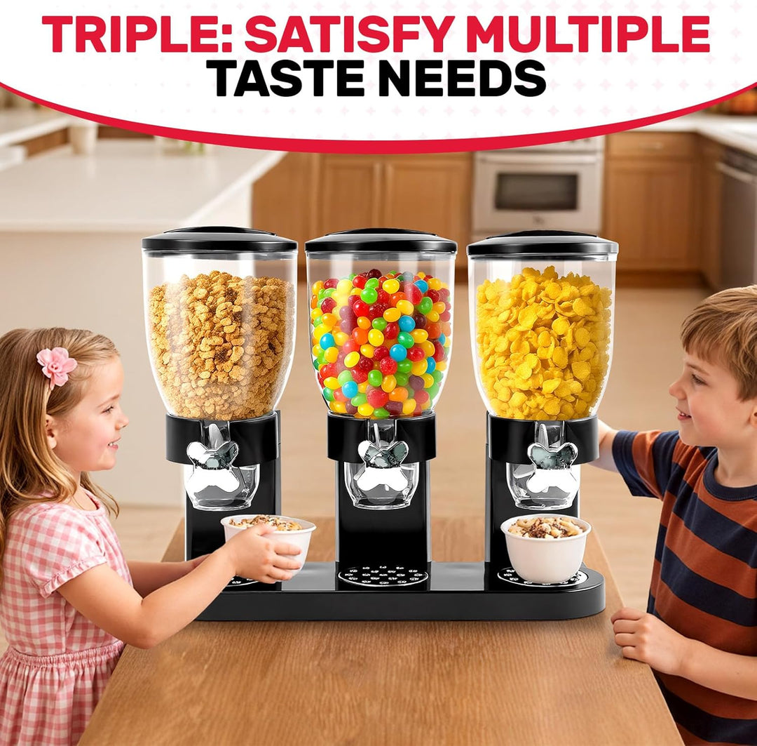 Sinceroduct Cereal Dispenser Countertop 2L, Dreifacher Müsli Verteiler für die Arbeitsplatte, Müslis