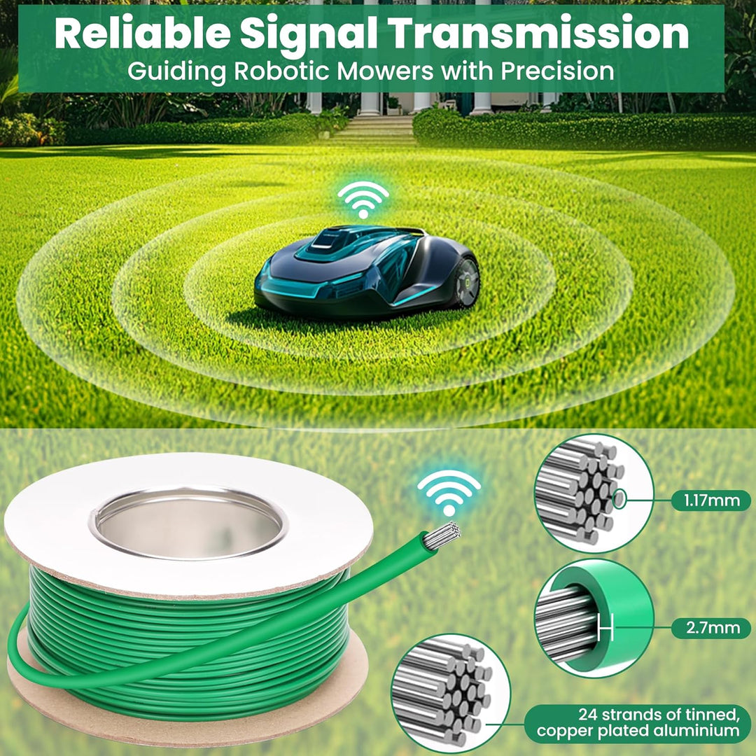 COZCLAM 75m Universal Begrenzungskabel Mähroboter mit 50 Erdspiesse + 10 Kabelverbinder + 10 Anschlu