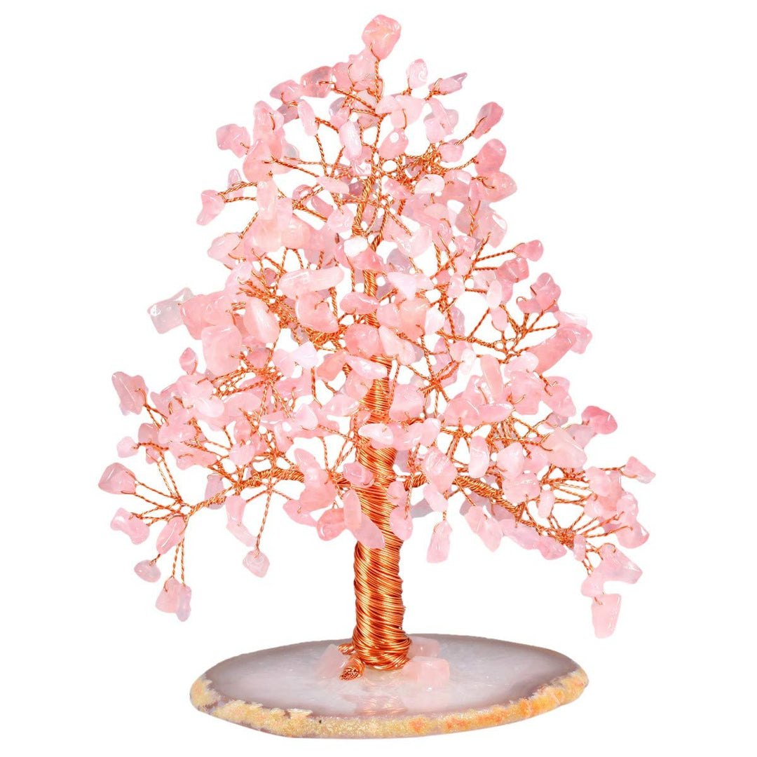 KYEYGWO Geld Baum auf Achat Basis Bonsai Skulptur Figur für Glück Reichtum Gesundheit 5"-5,9" hoch g