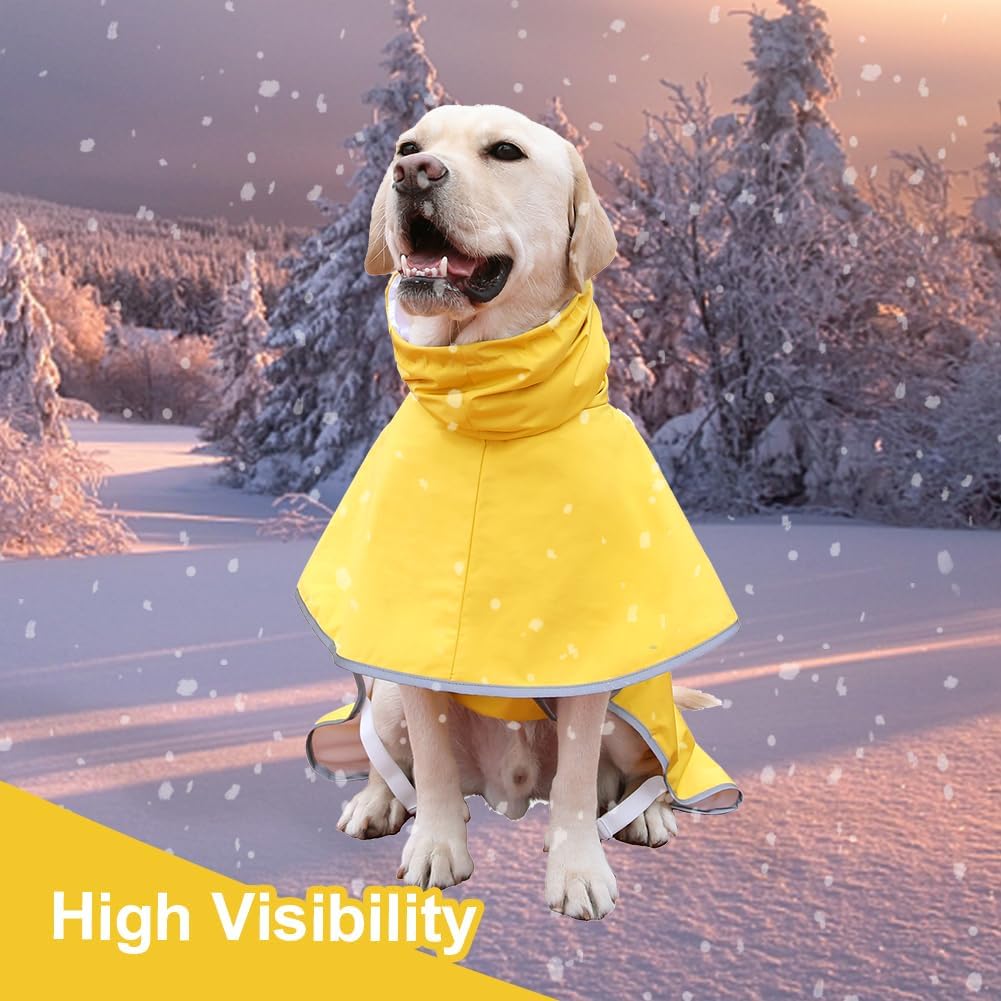 KOOGAL Wasserdichter Hunde-Regenmantel mit Kapuze, zupfender Poncho, Regenmantel für mittelgrosse un