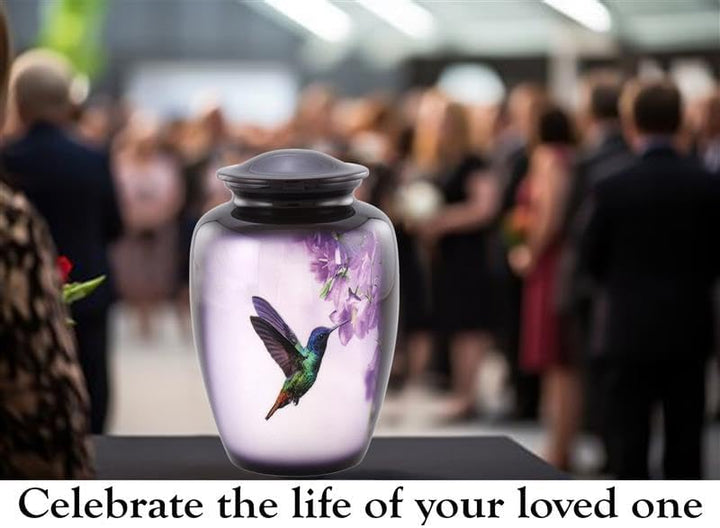 Kolibri-Urne Kolibri-Urne für Asche, handbemalte Urne für Erwachsene, handgefertigte Einäscherungsur