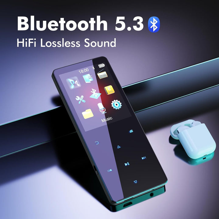 64GB MP3 Player Bluetooth 5.3 Portable Musik MP3-Player Kinder mit kopfhörer Grossartig für Sport,FM