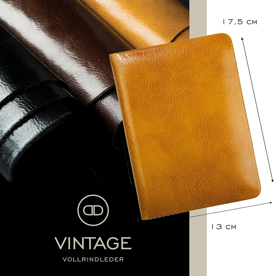 DELMON VARONE - Personalisierbares Adressbuch DIN A6 gebunden mit A-Z Register Anilin Leder braun -