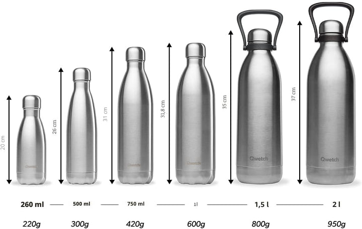 Qwetch - Isolierflasche Granite Thermosflasche - Blau 500ml - 24 Stunden kalt und 12 Stunden warm -