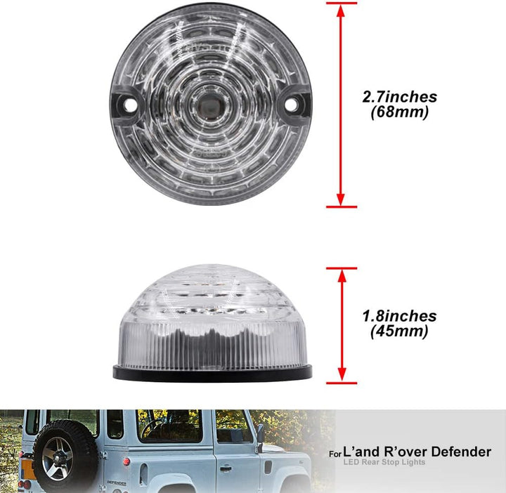 NSLUMO 2 Stueck Klare Linse Rot 73mm Defender LED Rücklicht Für 90/110 1983~1990 Defender 1990~2016
