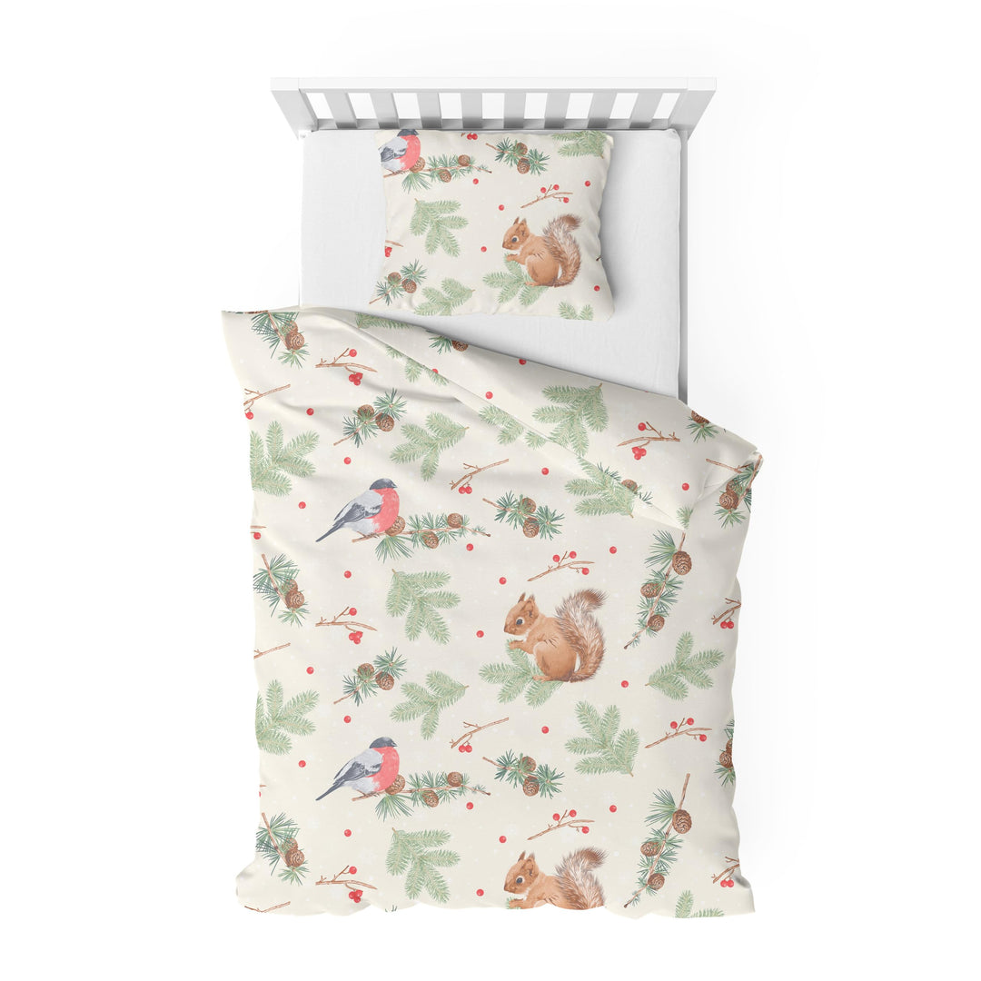 Träumschön Biber Bettwäsche 135x200 Kinder Baumwolle Beige - Eichhörnchen Motiv - Kinderbettwäsche 1