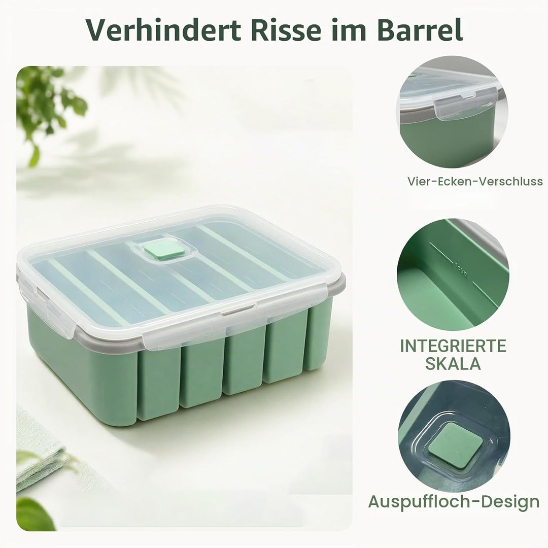 3 Stück Souper Cubes-Set Silikon Gefrierform mit Deckel, 2/4/6 Löcher Einfrieren Behälter, Meal Prep