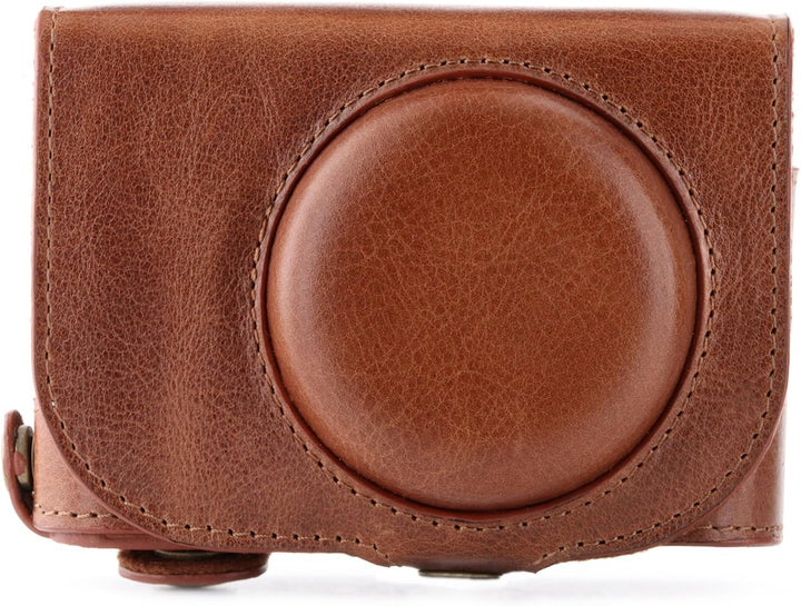 MegaGear Leica C Typ 112 Ever Ready Echtleder Kamera-Case mit Trageriemen und Batteriezugang Braun M