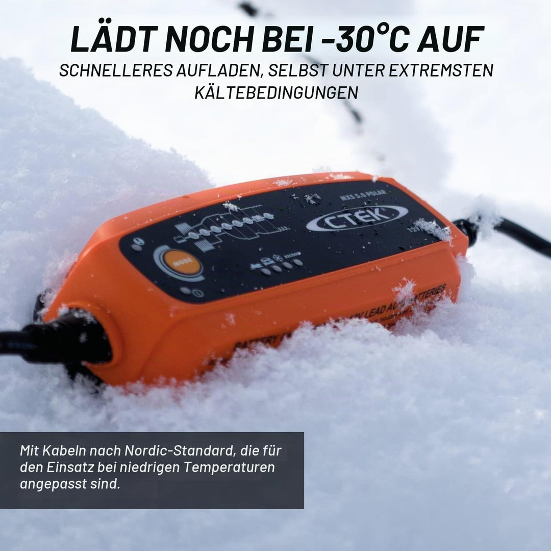 CTEK 5.0 Polar, Batterieladegerät 12V 5A,Für Extreme Kälte & Protect Bumper: Rutschfester Gummischut