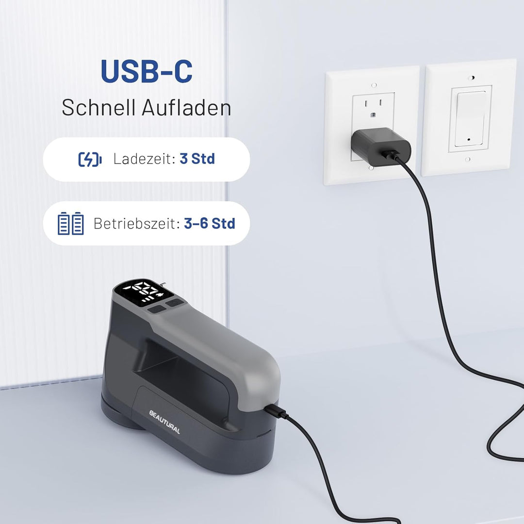 BEAUTURAL Fusselrasierer, Wiederaufladbarer Flusenentferner Elektrisch, 3 Geschwindigkeiten, 6-Kling
