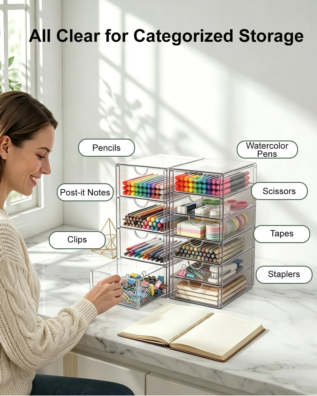 GoMaihe Kosmetik Organizer mit 10-Schubladen: 2PCS Acryl Schubladenbox | Durchsichtig Schminktisch O