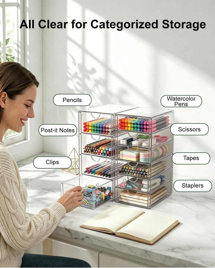 GoMaihe Kosmetik Organizer mit 10-Schubladen: 2PCS Acryl Schubladenbox | Durchsichtig Schminktisch O