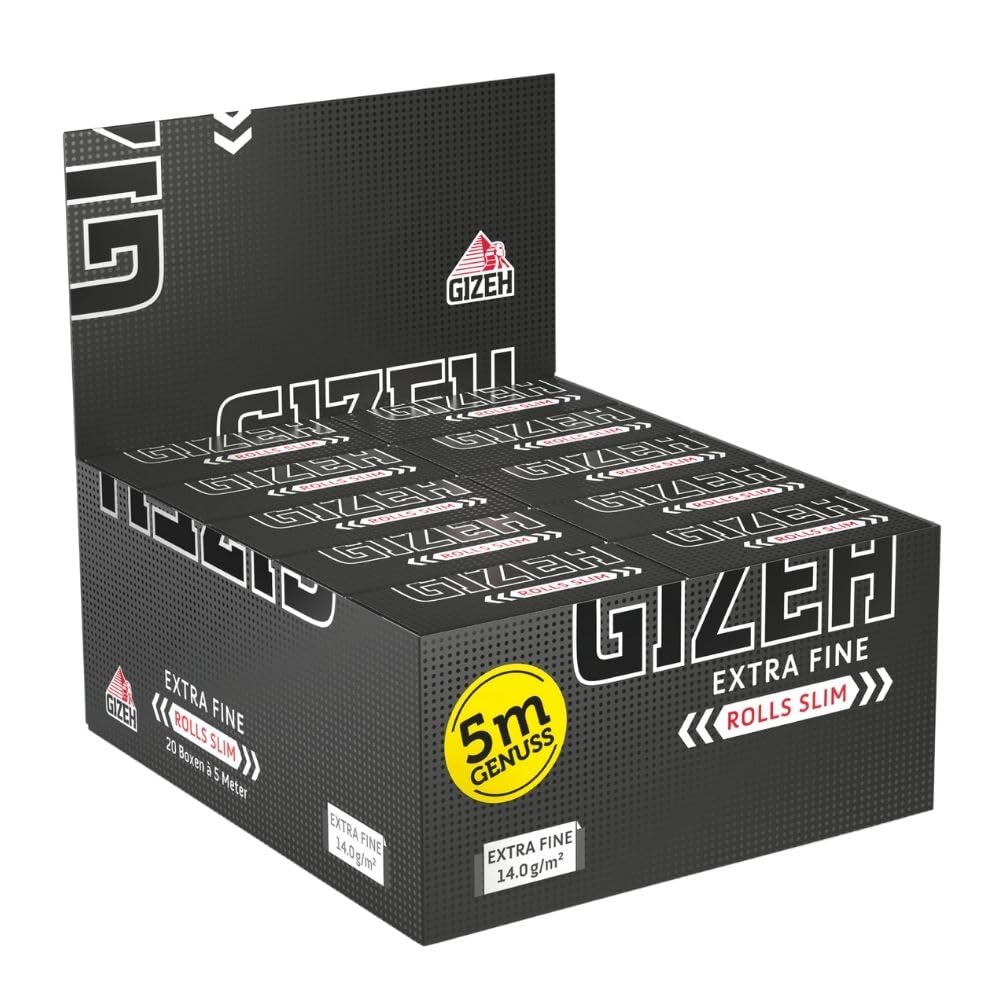 GIZEH BLACK Rolls Slim - Blättchen zum Drehen in individueller Länge – 5 Meter Papier im King Size S