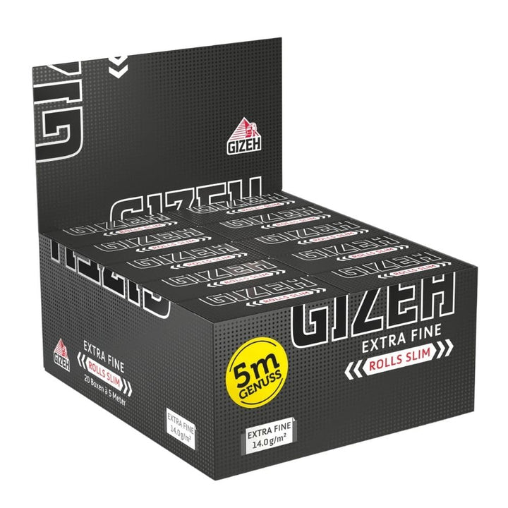 GIZEH BLACK Rolls Slim - Blättchen zum Drehen in individueller Länge – 5 Meter Papier im King Size S