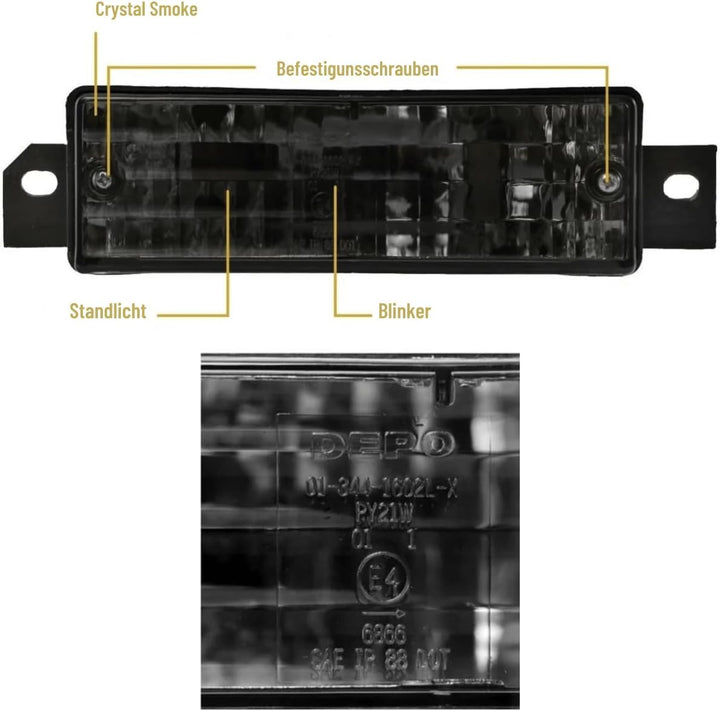 Frontblinker Set in rauchglas smoke für 3er BMW E30 1987-06.1994 Limo Touring Coupe Cabrio inkl. Sta