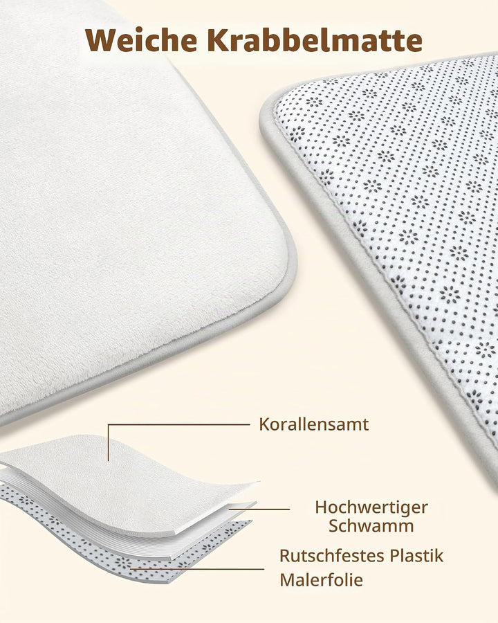 Samtige Baby-Spielmatte für den Boden: 127 * 127 * 3 Weicher Memory-Schaum-Teppich für Laufgitter, r