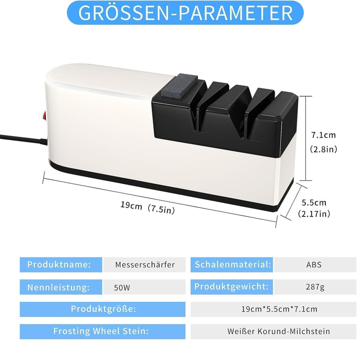 Elektrischer Messerschärfer, 5 in 1 Messerschärfsystem mit gerader Klinge, Profi-Diamant Messerschär