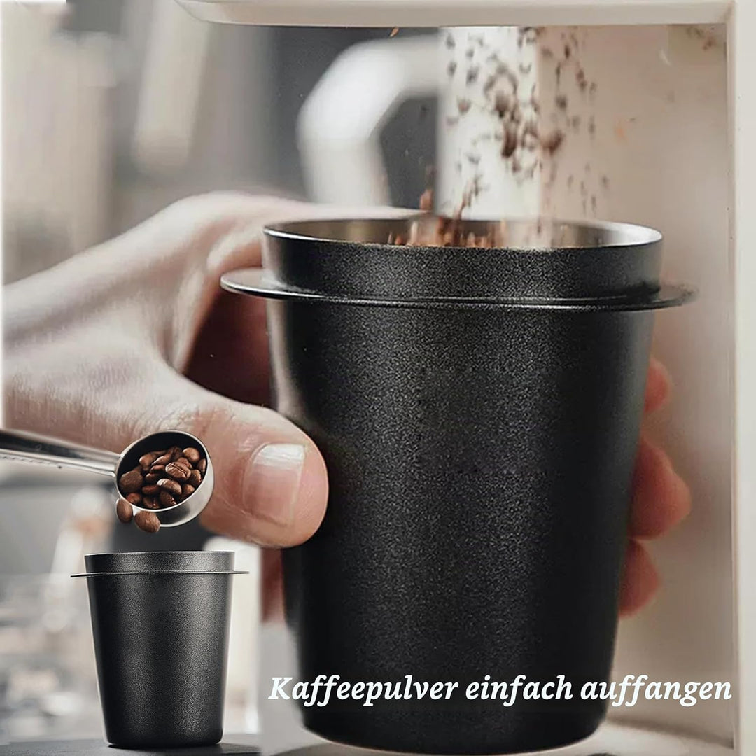 58mm Dosierbecher, Barista Zubehör Coffee Dosing Cup Edelstahl, Schwarz Siebträger Zubehör Kaffee Do