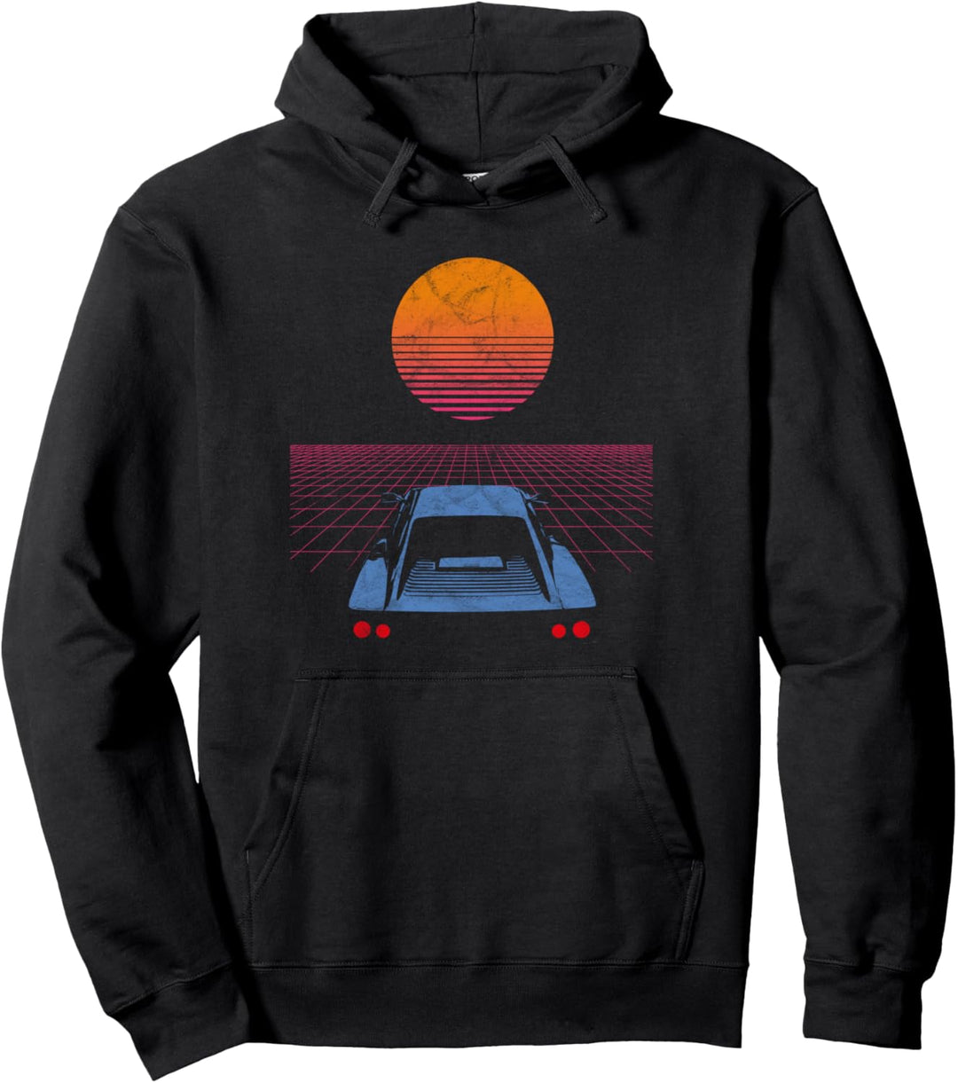 Synthwave Retrowave Aesthetic Vintage Drive Laser 80s 90s Pullover Hoodie