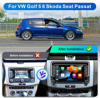 Android Autoradio mit Navi Bildschirm für VW Golf 5 6 Seat Passat, 8-Core 4GB+64GB Wireless Android