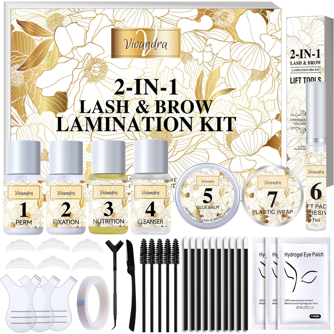 2-IN-1 Wimpernlifting Set & Augenbrauen Lifting Set, Professionelles DIY Lash Lifting & Brow für vol