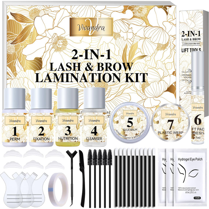 2-IN-1 Wimpernlifting Set & Augenbrauen Lifting Set, Professionelles DIY Lash Lifting & Brow für vol
