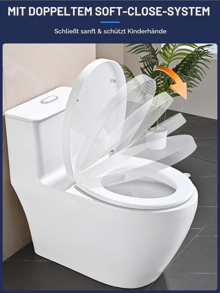 YEAUPE PRO Toilettendeckel mit Absenkautomatik O Form, WC-Sitz mit Quick-Release-Funktion und Softcl