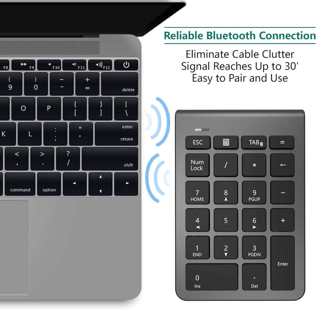 Bluetooth Ziffernblock für Laptops, tragbarer drahtloser Bluetooth 22-Tasten Nummernblock mit Mehrer