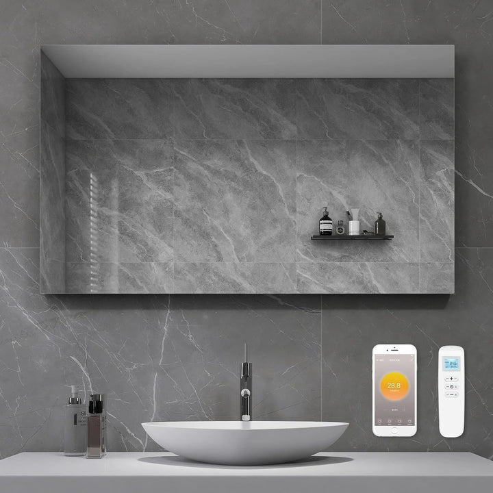 Smart Infrarot Spiegelheizung 60x80 cm 250W mit LED Beleuchtung Badheizung Spiegel IP54 wasserdicht
