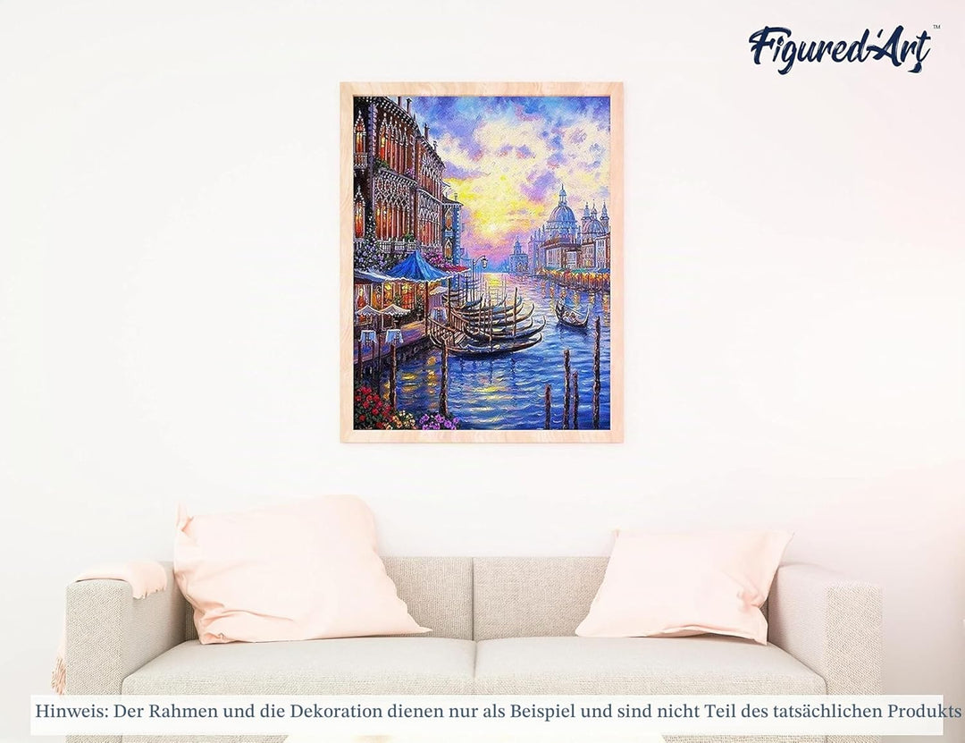 Figured'Art Malen Nach Zahlen Erwachsene Mit Rahmen Der Grosse Kanal in Venedig - Paint by Numbers B