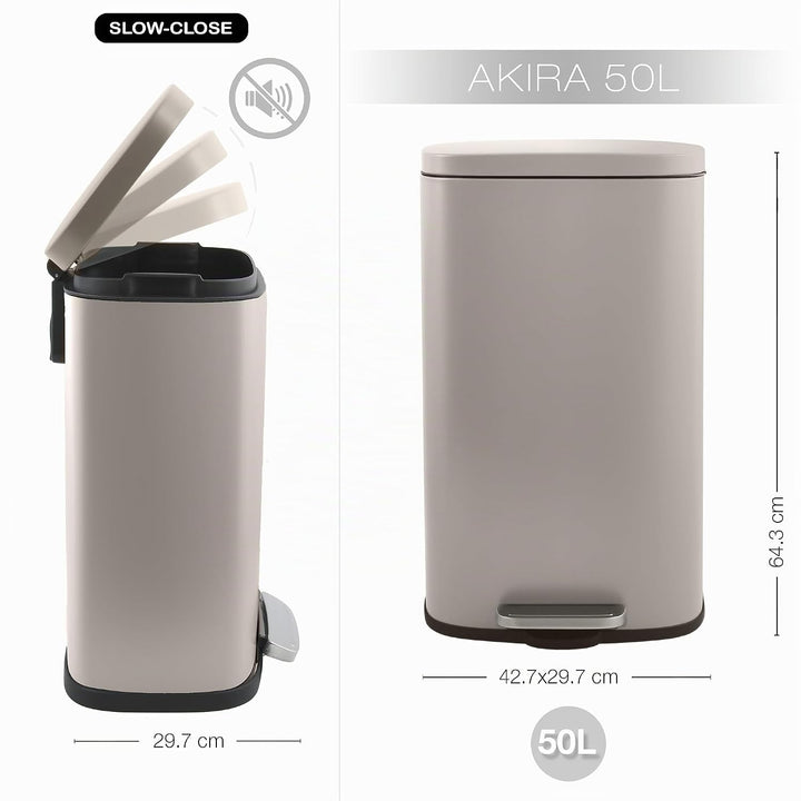 Spirella Mülleimer, Abfalleimer, Treteimer für die Küche, 50 Liter, Softclose, Inneneimer aus Kunsts