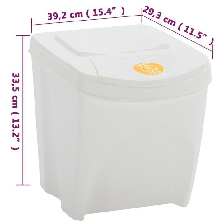 vidaXL Stapelbare Mülleimer 4 Stk. Weiss 100 L Polypropylen, Abfalleimer, Abfallbehälter, Abfalleime