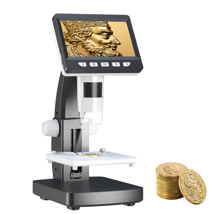 Mikroskop, LCD Digital Mikroskop 1000X 4,3-Zoll USB Mikroskop mit 8 einstellbaren LED Licht, PC-Ansi