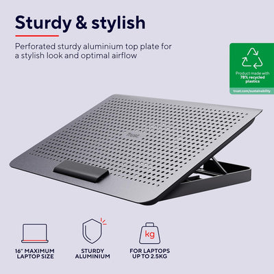 Trust Exto Laptop-Kühler, Nachhaltiger Laptopständer, Einstellbare Höhe, Umweltfreundliche Herstellu