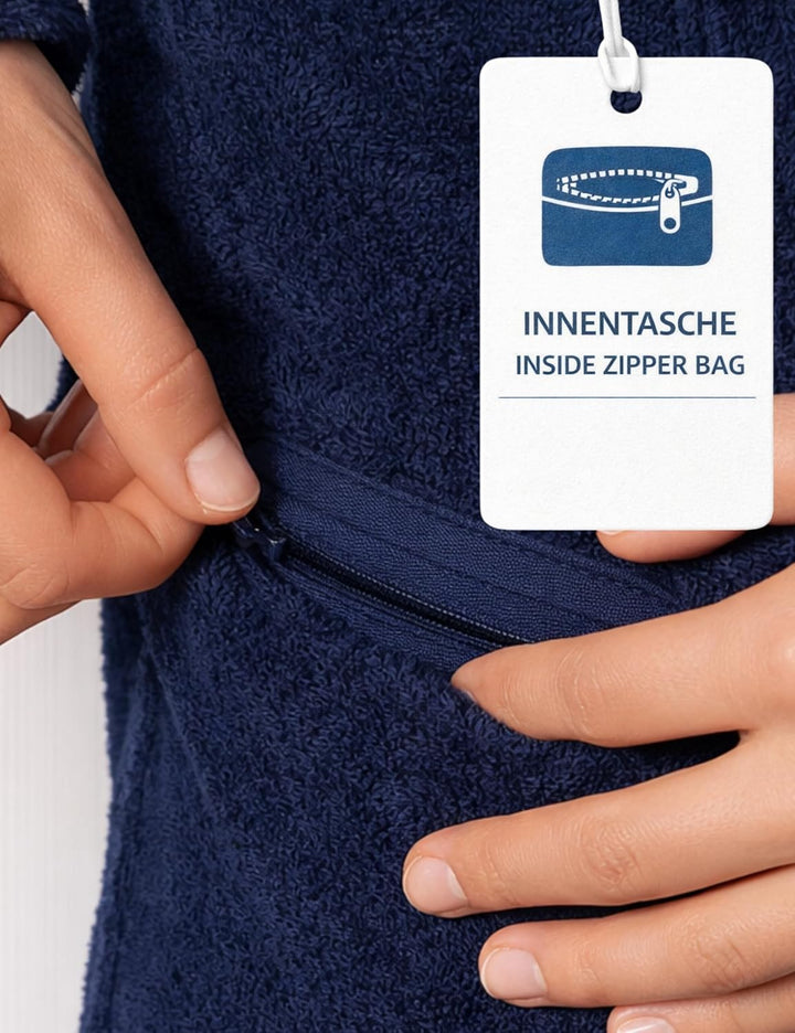Morgenstern Bademantel Herren Kapuze Frottee 100% Baumwolle Lang Cadiz Salamanca XXL Marine, XXL Mar