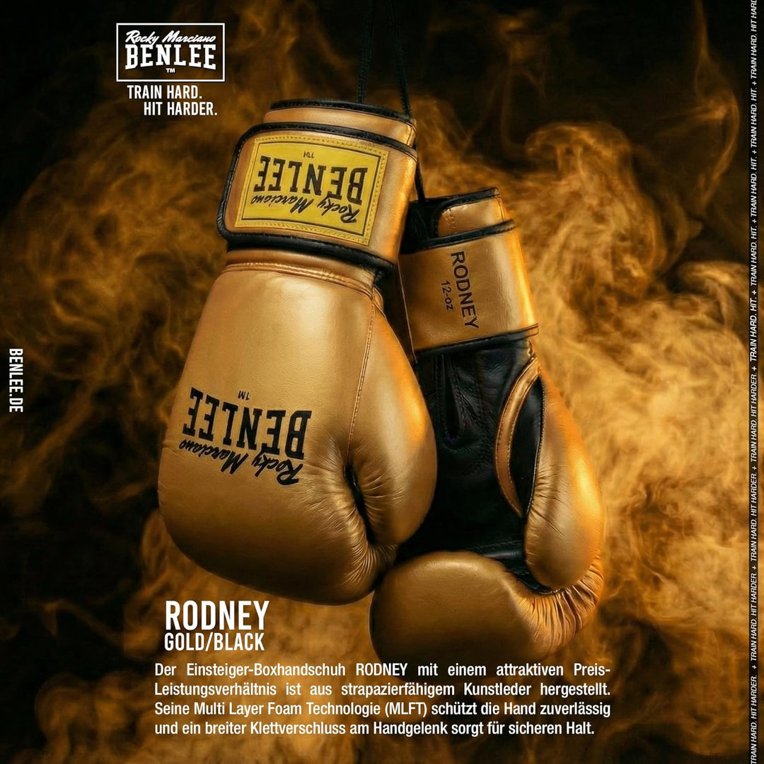 BenLee Kunstleder Boxhandschuh Rodney 10 oz Gold/Black, 10 oz Gold/Black