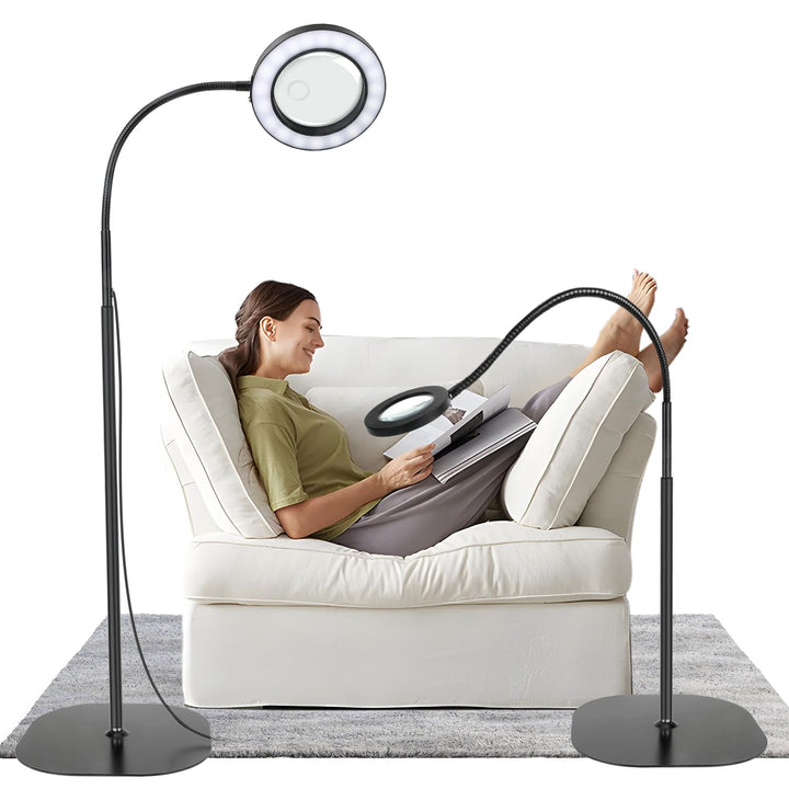Lupe mit Licht und Ständer 5X 10x, Dimmbare Lupe mit Licht mit 36 LED, Verstellbare Lupenleuchte mit
