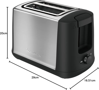 MOULINEX LT340811 Subito Toaster mit 2 Rillen, 7 Bräunungsstufen, 850 W, Edelstahl, 5.3 tons, Braun