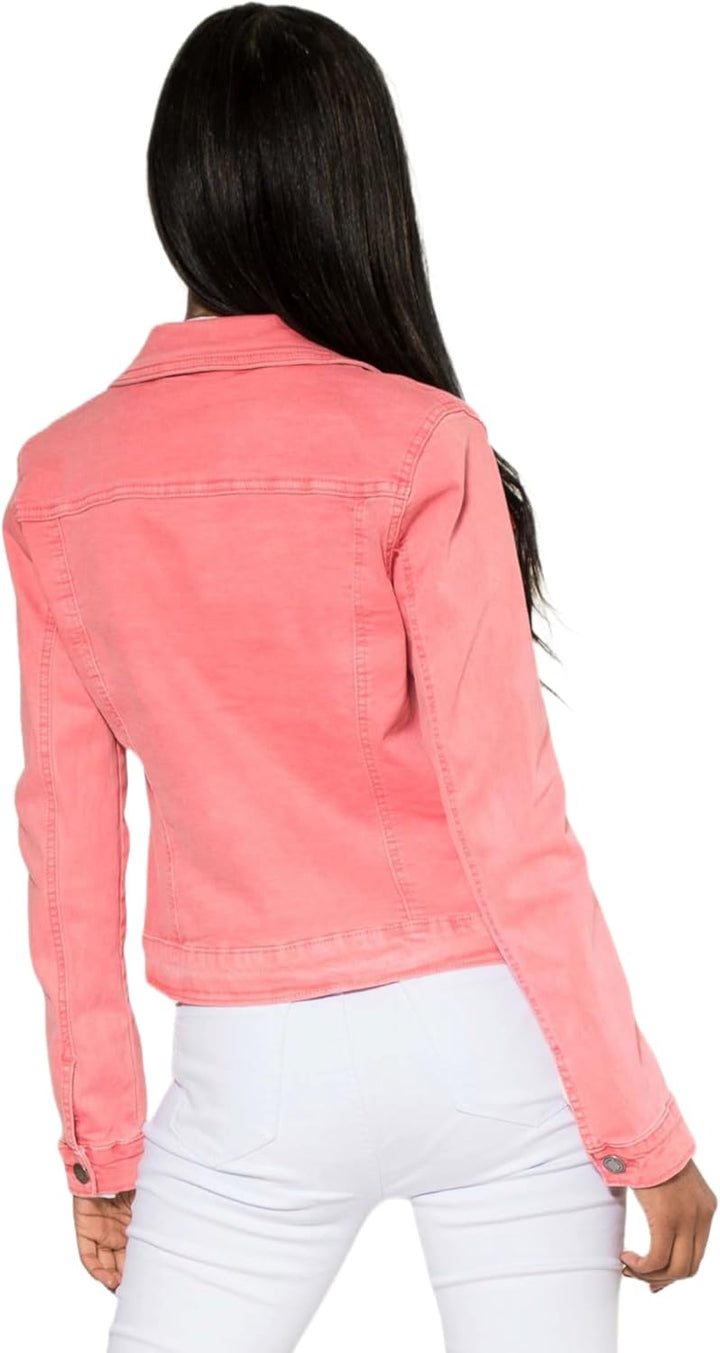Nina Carter J212 Damen Slim-Fit Jeansjacke – Farbige Übergangsjacke mit Kent-Kragen und Taschen – Fr