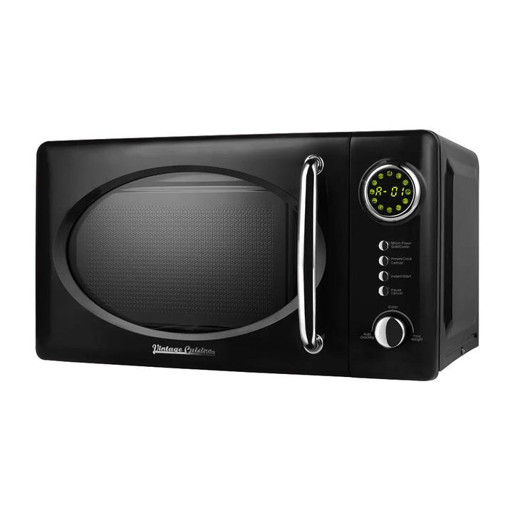 Vintage Cuisine Retro-Mikrowelle mit Display, 700W, 16L, Grillfunktion, Abtaufunktion, Metall, Glas-