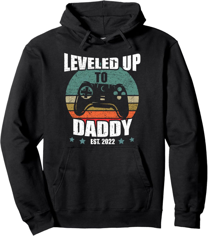Lustiges Ich Werde Papa Geschenk Leveled Up To Daddy 2022 Pullover Hoodie