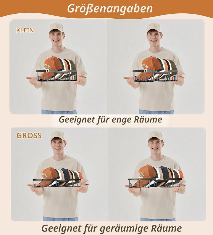 KEETDY Hutständer aus Metall für Baseballkappen, Wand-Hut-Organizer, passend für 20 Kappen, 2 Packun