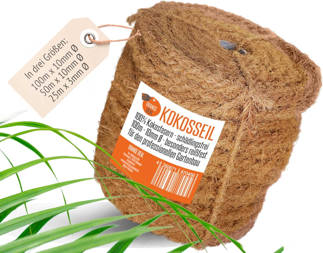 100m reissfestes Dickes Robustes Kokosseil für Bäume - Kordel - Gartenschnur - Rope - ca. Ø 10mm-12m