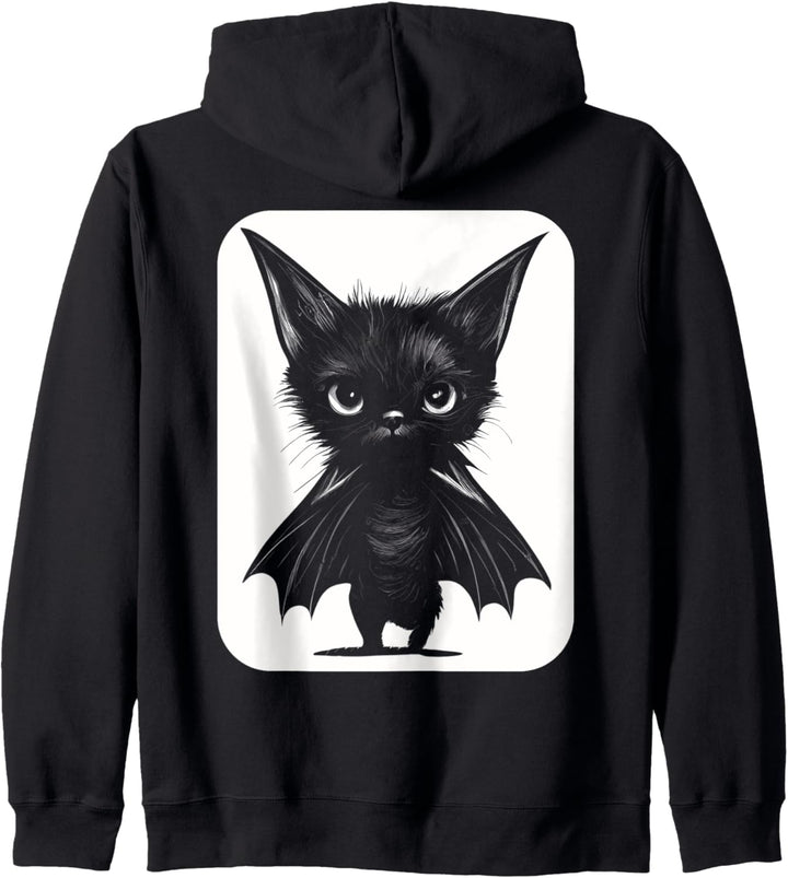 Grumpy Black Kitten In Bat Kostüm Kapuzenjacke