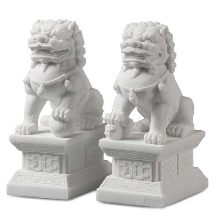 Grosse Foo Dog Statue, 1 Paar Schutzlöwen, asiatische Steinstatuen, Feng Shui, Dekoration für Zuhaus