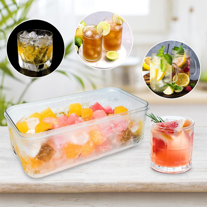 Ice Trays for Freezer with Lid & Bin, Ice Cube Tray Making 64 pcs Ice Cubes, Easy Press to Release I